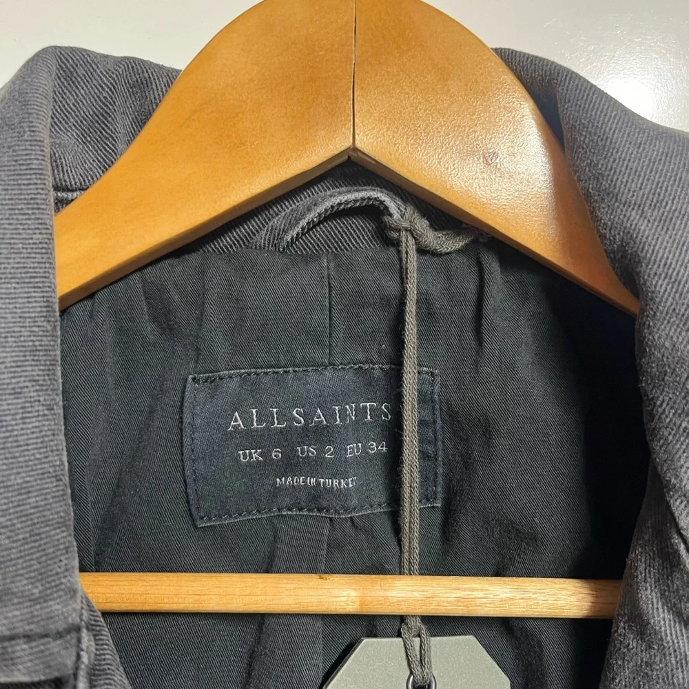 NEW NWT All Saints Balfern Denim Biker Jacket in Washed grey size 2 women’s - Picture 6 of 14